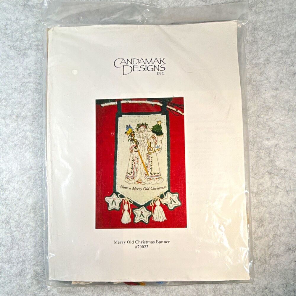 Candamar Designs Inc. Merry Old Christmas Holiday Banner Cross Stitch Kit 70022